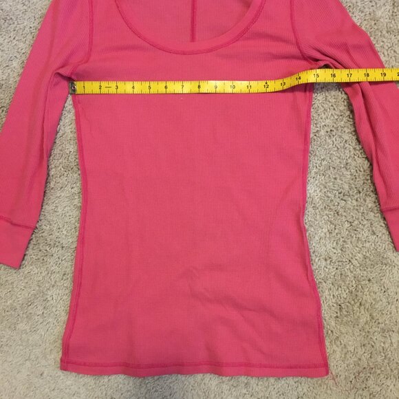 Vintage Strawberry Pink Waffle 3/4 Sleeve Shirt - Picture 10 of 14